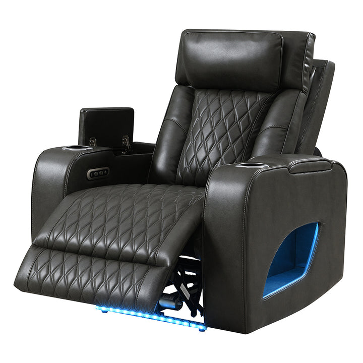 Taddeo Power Motion Recliner with Power Headrest, USB, Wireless Charger &amp; LED
