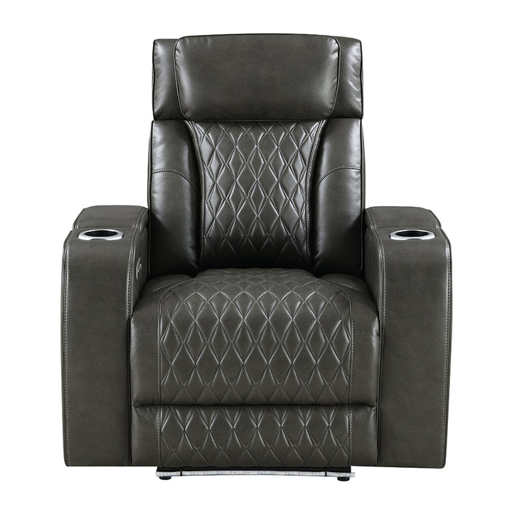 Taddeo Power Motion Recliner with Power Headrest, USB, Wireless Charger &amp; LED