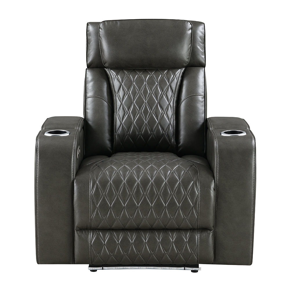 Taddeo Power Motion Recliner with Power Headrest, USB, Wireless Charger & LED