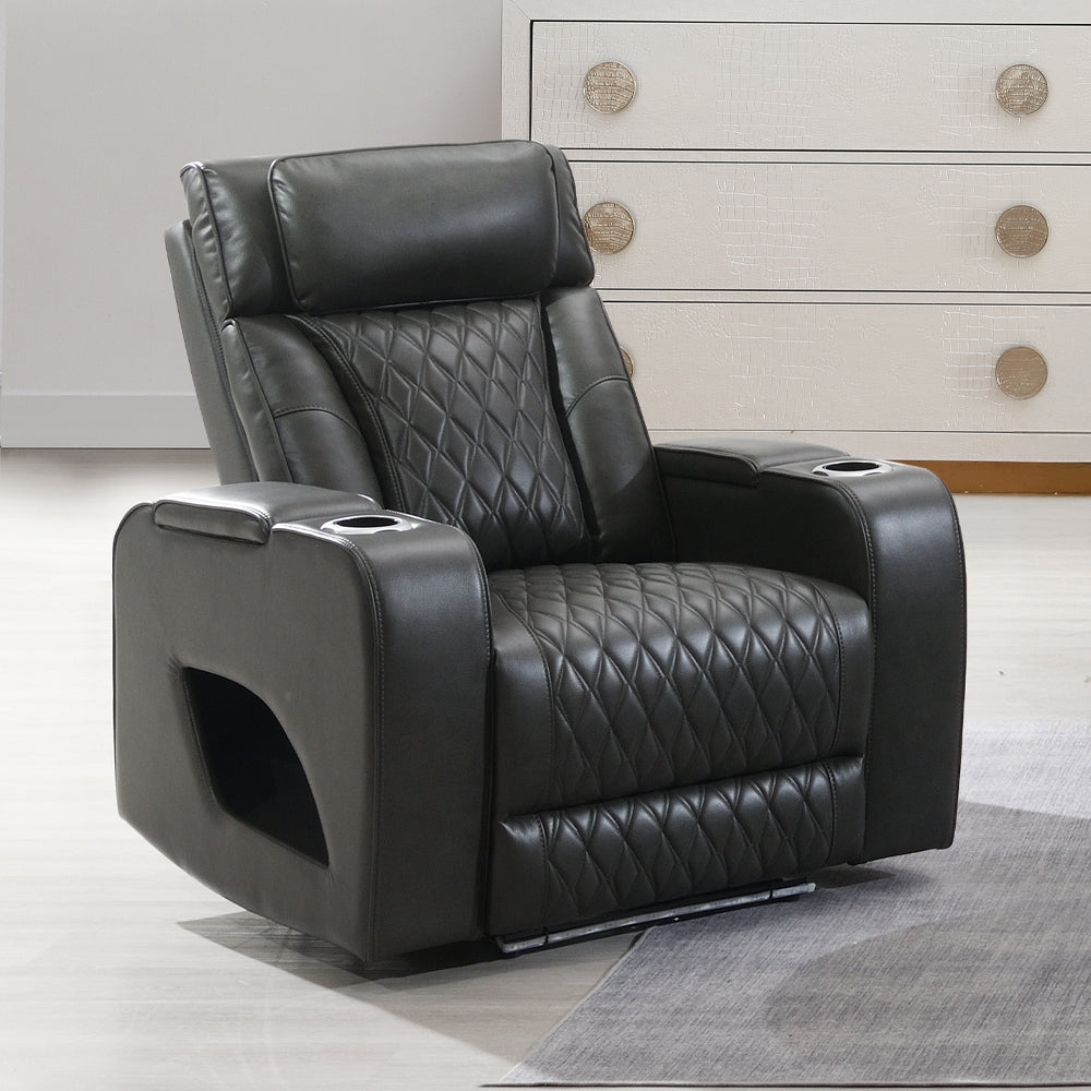 Taddeo Power Motion Recliner with Power Headrest, USB, Wireless Charger & LED