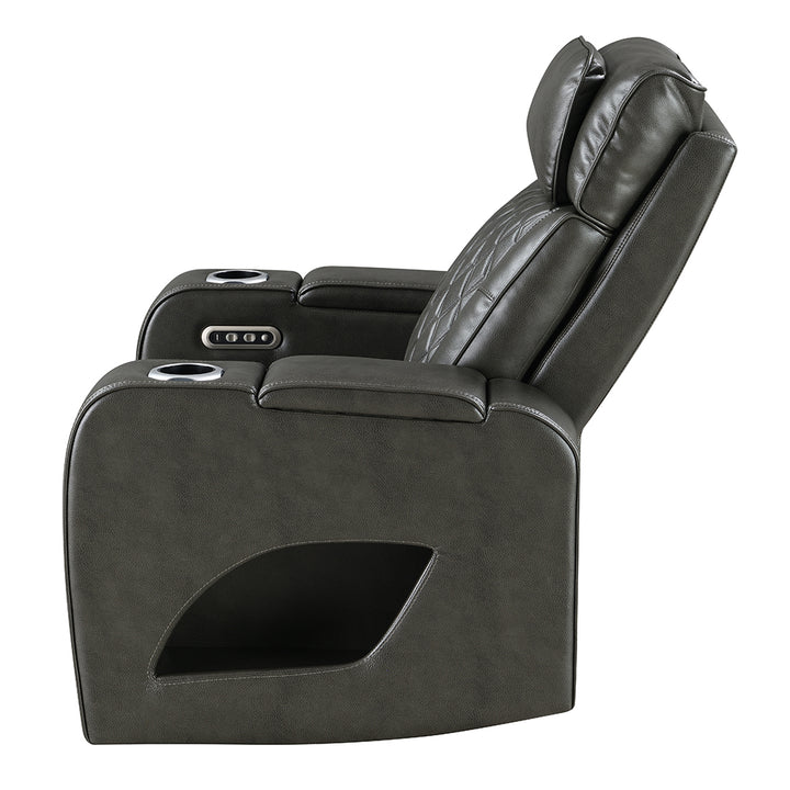 Taddeo Power Motion Recliner with Power Headrest, USB, Wireless Charger &amp; LED