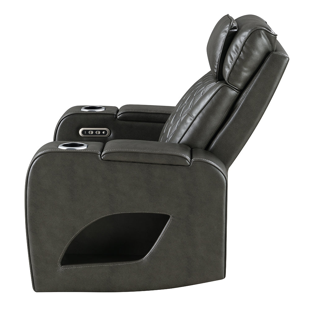 Taddeo Power Motion Recliner with Power Headrest, USB, Wireless Charger & LED