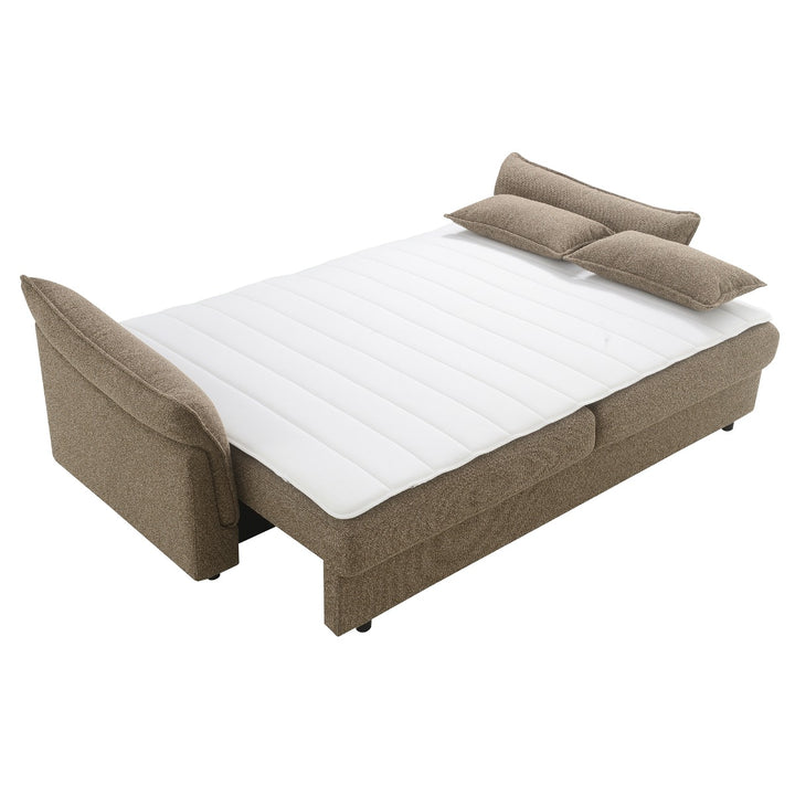 Turpin Sofa with Sleeper, 2 Pillows &amp; Storage - Brown Boucle