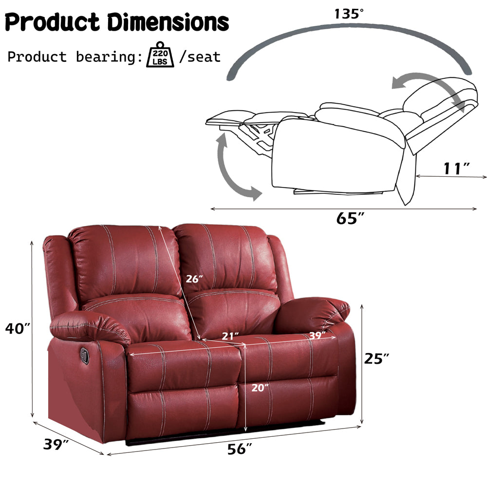 Zuriel Motion Loveseat - Red Leatherette