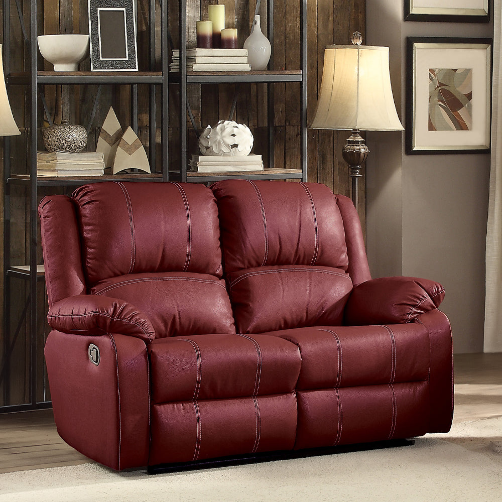 Zuriel Motion Loveseat - Red Leatherette