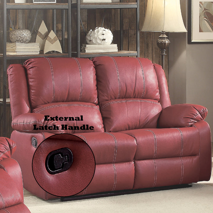 Zuriel Motion Loveseat - Red Leatherette