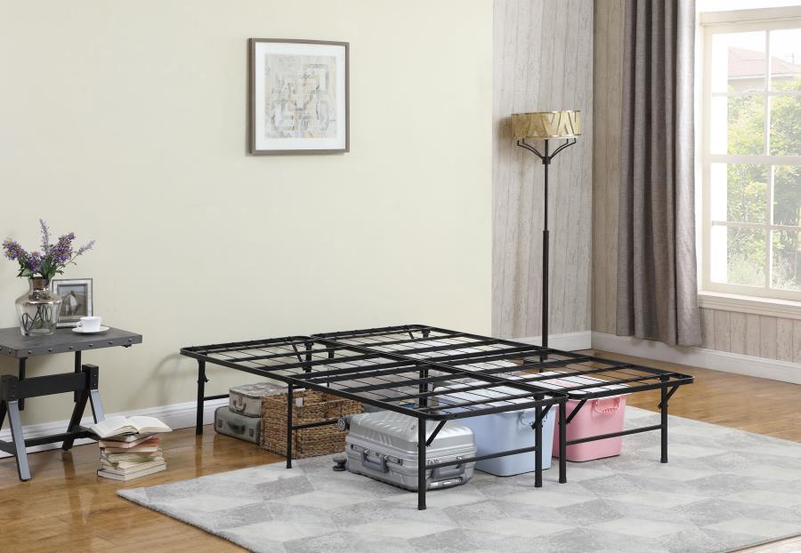 Mabel - Metal California King Support Platform Bed - Black Platform Bed modern furniture Contempo Furniture