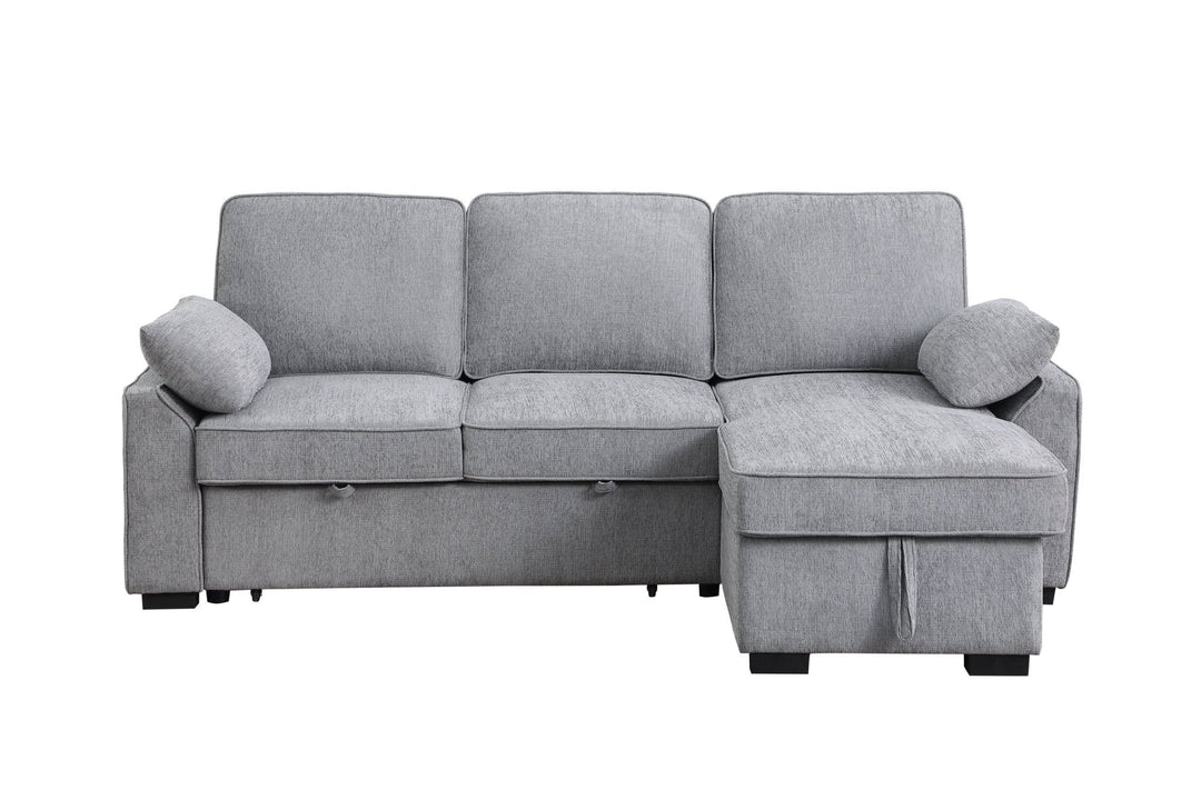 Mackenzie 91" Light Gray Chenille Sleeper Sectional with Storage Chaise & USB Sleeper Sectional modern furniture Contempo Furniture