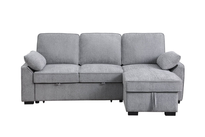 Mackenzie 91" Light Gray Chenille Sleeper Sectional with Storage Chaise &amp; USB Sleeper Sectional modern furniture Contempo Furniture