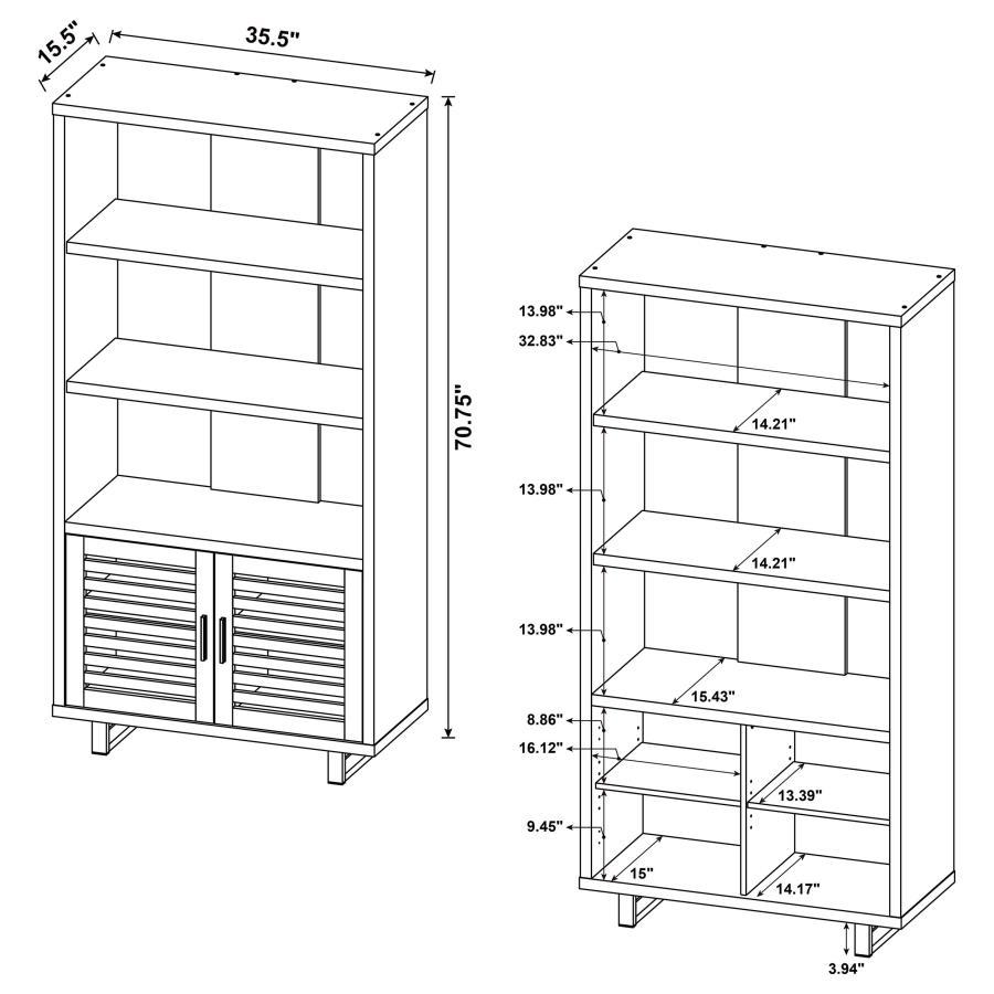 Maddox - 3 - Shelf Cabinet Bookcase - Walnut Standard Bookcase modern furniture Contempo Furniture