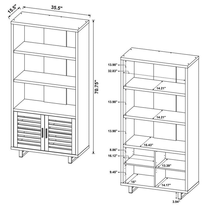 Maddox - 3 - Shelf Cabinet Bookcase - Walnut Standard Bookcase modern furniture Contempo Furniture