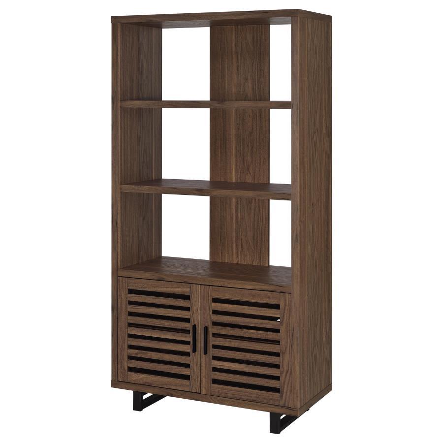 Maddox - 3 - Shelf Cabinet Bookcase - Walnut Standard Bookcase modern furniture Contempo Furniture