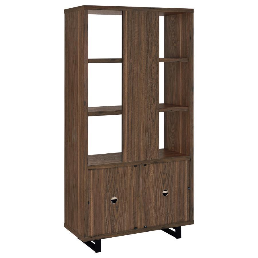Maddox - 3 - Shelf Cabinet Bookcase - Walnut Standard Bookcase modern furniture Contempo Furniture