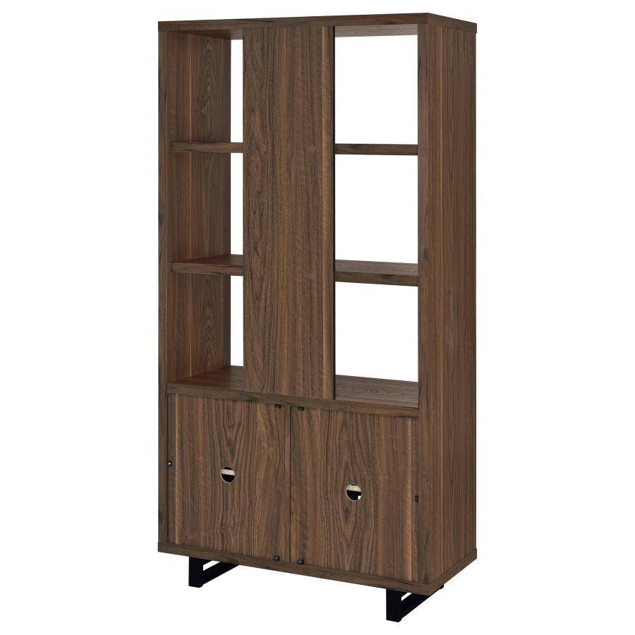 Maddox - 3 - Shelf Cabinet Bookcase - Walnut Standard Bookcase modern furniture Contempo Furniture