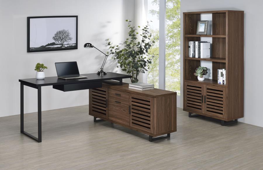 Maddox - 3 - Shelf Cabinet Bookcase - Walnut Standard Bookcase modern furniture Contempo Furniture