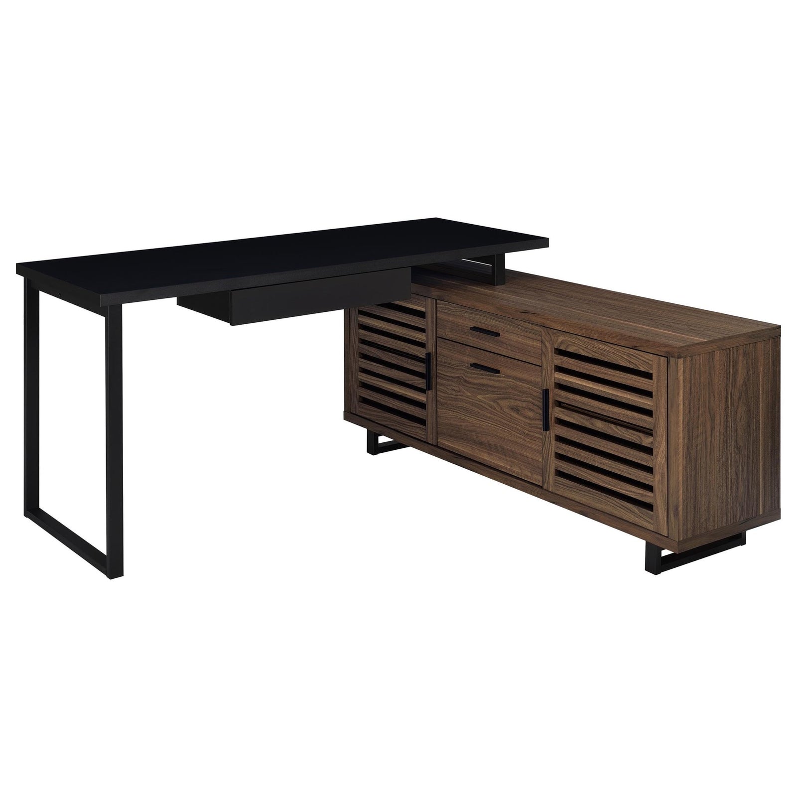 Maddox - L - Shape Office Computer Desk - Black Corner Desk modern furniture Contempo Furniture