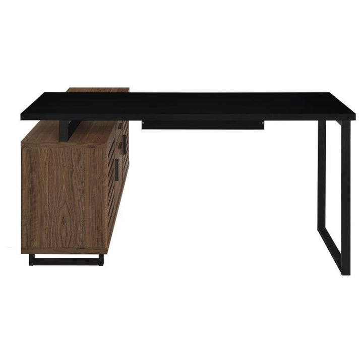 Maddox - L - Shape Office Computer Desk - Black Corner Desk modern furniture Contempo Furniture
