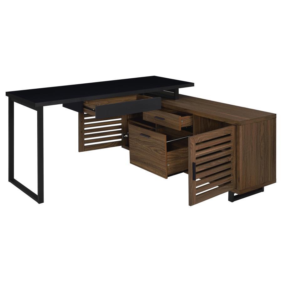 Maddox - L - Shape Office Computer Desk - Black Corner Desk modern furniture Contempo Furniture