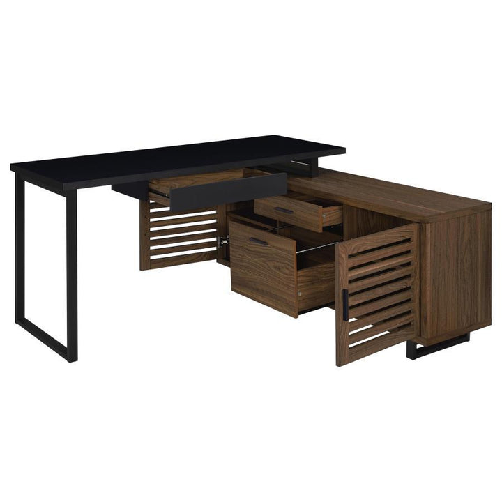 Maddox - L - Shape Office Computer Desk - Black Corner Desk modern furniture Contempo Furniture