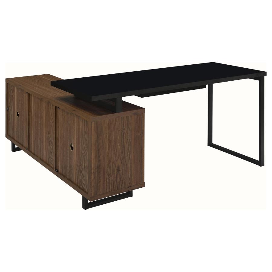 Maddox - L - Shape Office Computer Desk - Black Corner Desk modern furniture Contempo Furniture