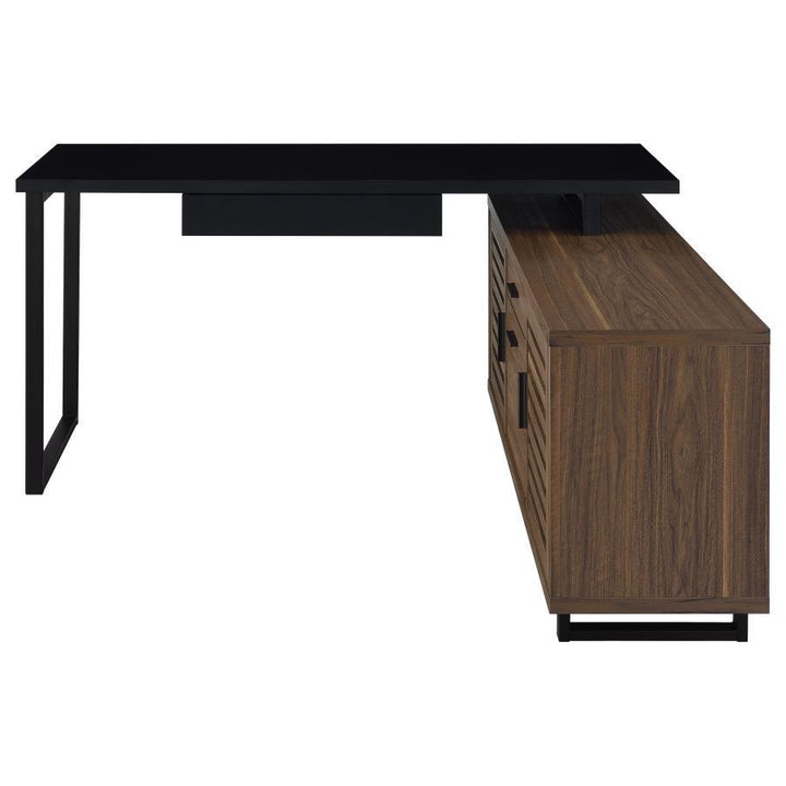 Maddox - L - Shape Office Computer Desk - Black Corner Desk modern furniture Contempo Furniture