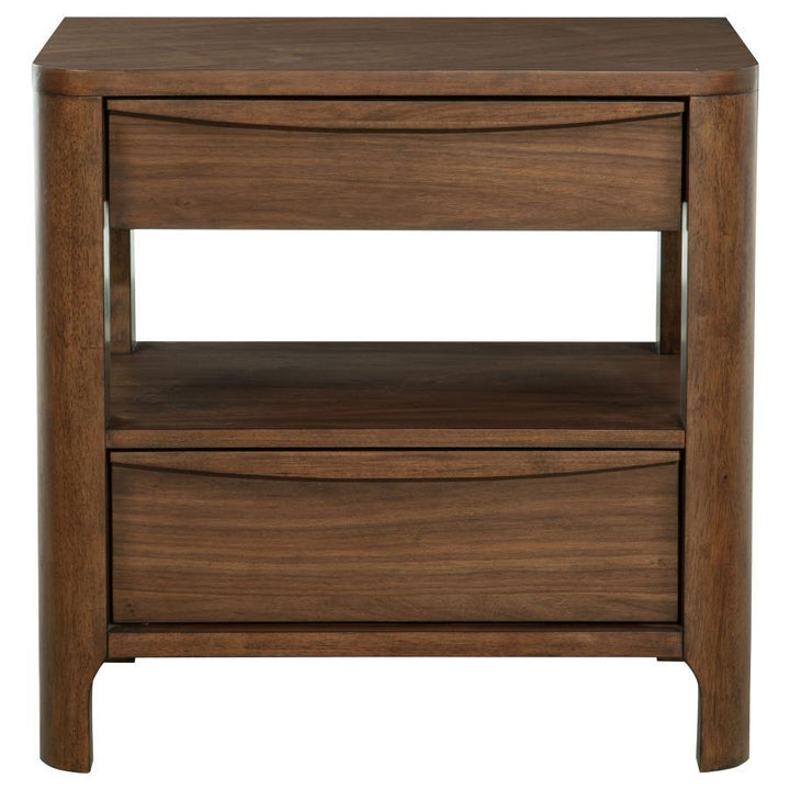 Maderia - 2 - Drawer Nightstand Bedside Table - Walnut Accent Nightstand modern furniture Contempo Furniture