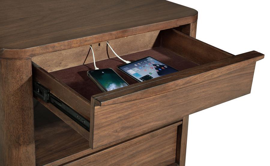 Maderia - 2 - Drawer Nightstand Bedside Table - Walnut Accent Nightstand modern furniture Contempo Furniture
