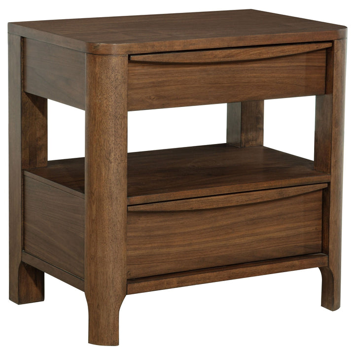Maderia - 2 - Drawer Nightstand Bedside Table - Walnut Accent Nightstand modern furniture Contempo Furniture
