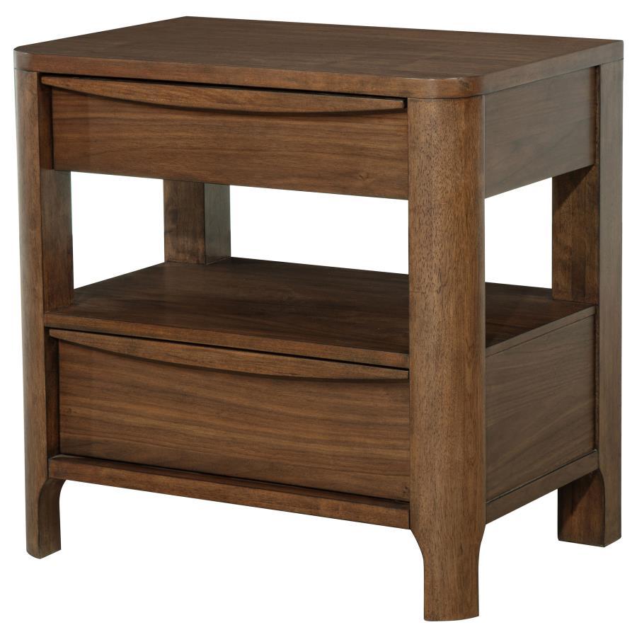 Maderia - 2 - Drawer Nightstand Bedside Table - Walnut Accent Nightstand modern furniture Contempo Furniture