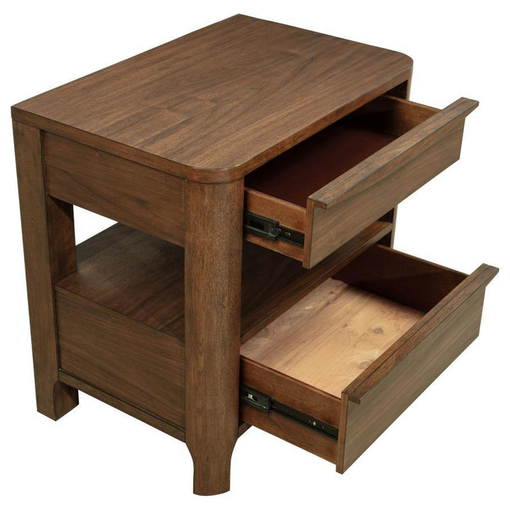 Maderia - 2 - Drawer Nightstand Bedside Table - Walnut Accent Nightstand modern furniture Contempo Furniture