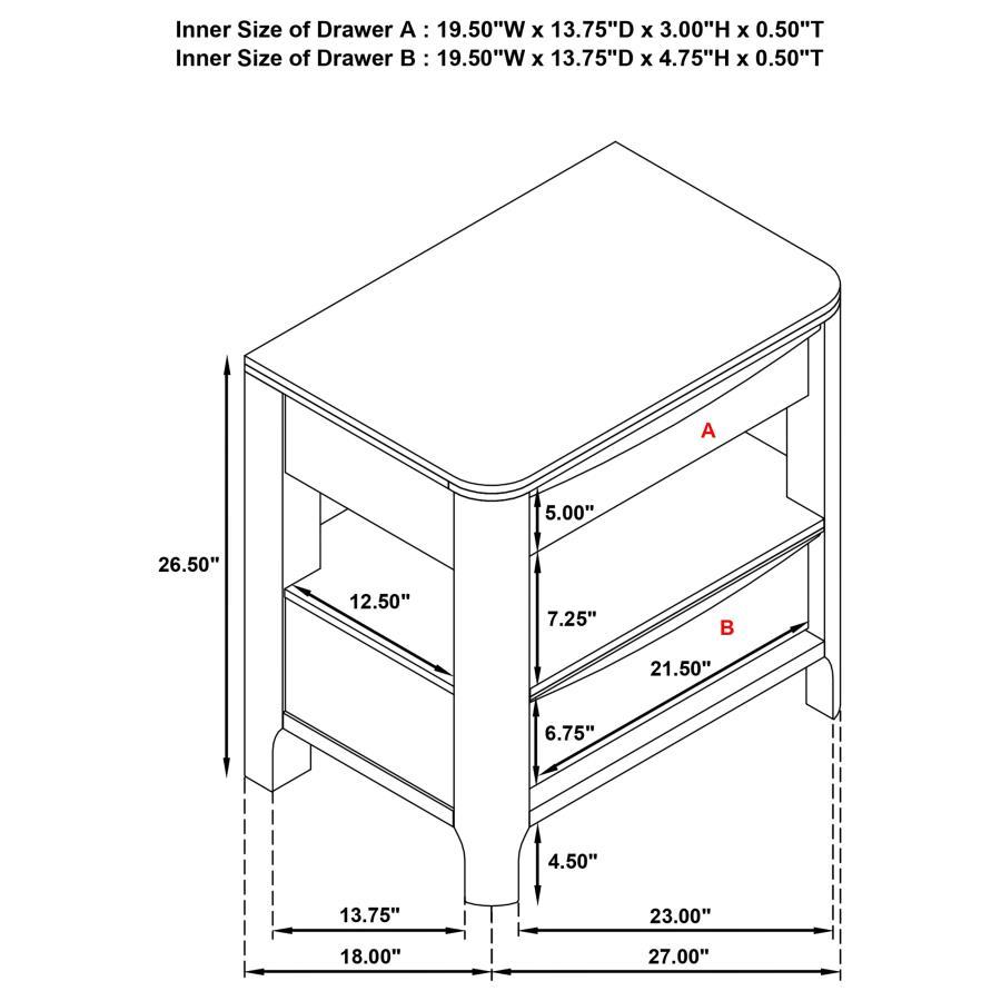 Maderia - 2 - Drawer Nightstand Bedside Table - Walnut Accent Nightstand modern furniture Contempo Furniture