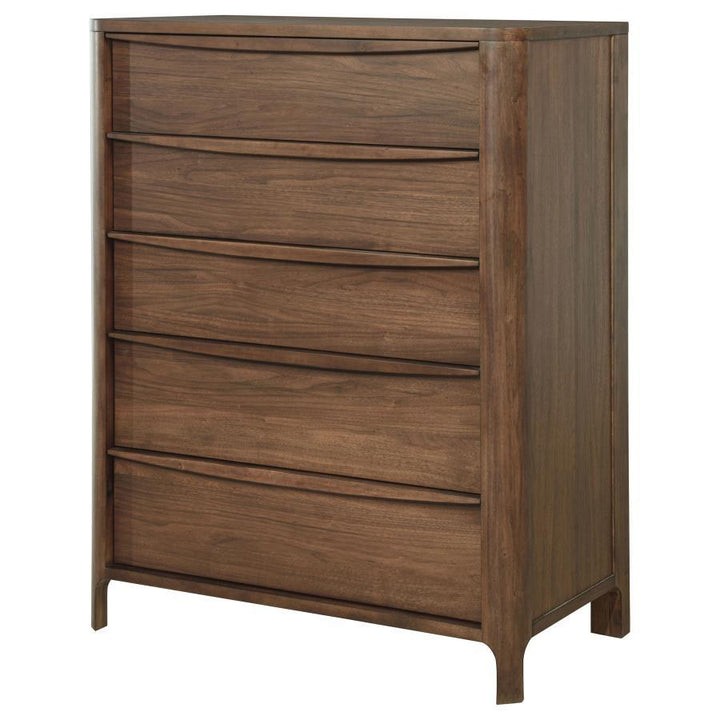 Maderia - 5 - Drawer Chest Of Drawers - Walnut Accent Chest modern furniture Contempo Furniture