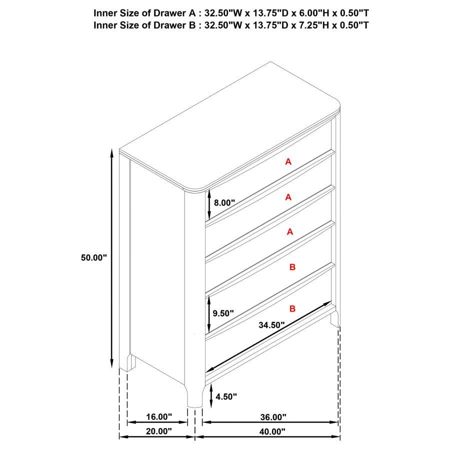 Maderia - 5 - Drawer Chest Of Drawers - Walnut Accent Chest modern furniture Contempo Furniture