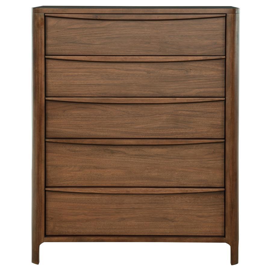 Maderia - 5 - Drawer Chest Of Drawers - Walnut Accent Chest modern furniture Contempo Furniture