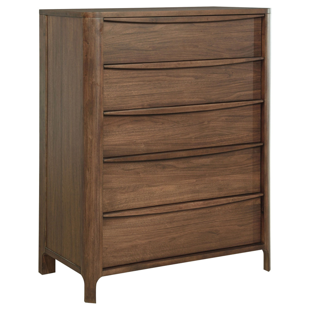 Maderia - 5 - Drawer Chest Of Drawers - Walnut Accent Chest modern furniture Contempo Furniture