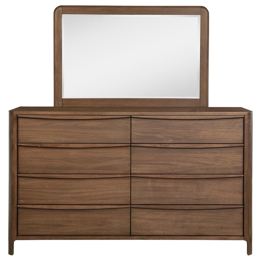 Maderia - 8 - Drawer Dresser And Mirror - Walnut Dresser & Mirror modern furniture Contempo Furniture