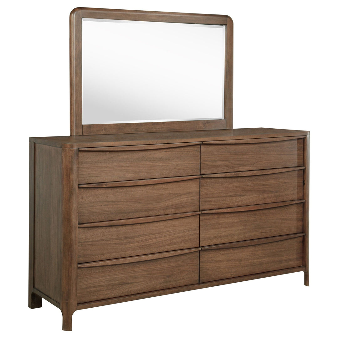 Maderia - 8 - Drawer Dresser And Mirror - Walnut Dresser & Mirror modern furniture Contempo Furniture