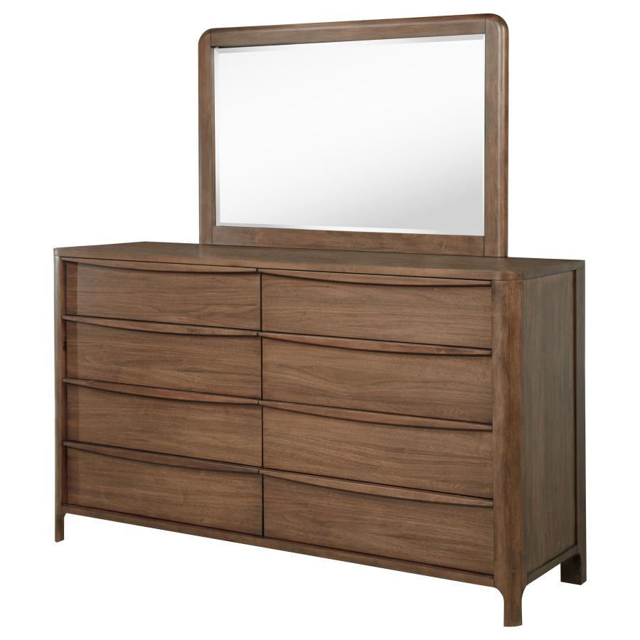 Maderia - 8 - Drawer Dresser And Mirror - Walnut Dresser & Mirror modern furniture Contempo Furniture