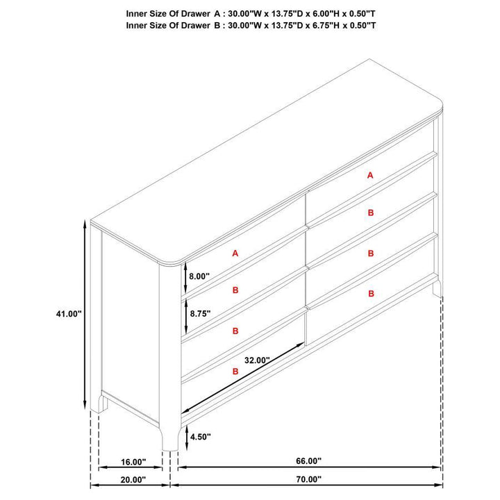Maderia - 8 - Drawer Dresser Cabinet - Walnut Dressers modern furniture Contempo Furniture