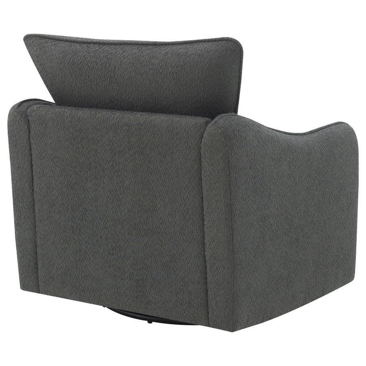 Madia - Upholstered Sloped Arm Swivel Glider Chair - Charcoal Swivel Glider Chair modern furniture Contempo Furniture