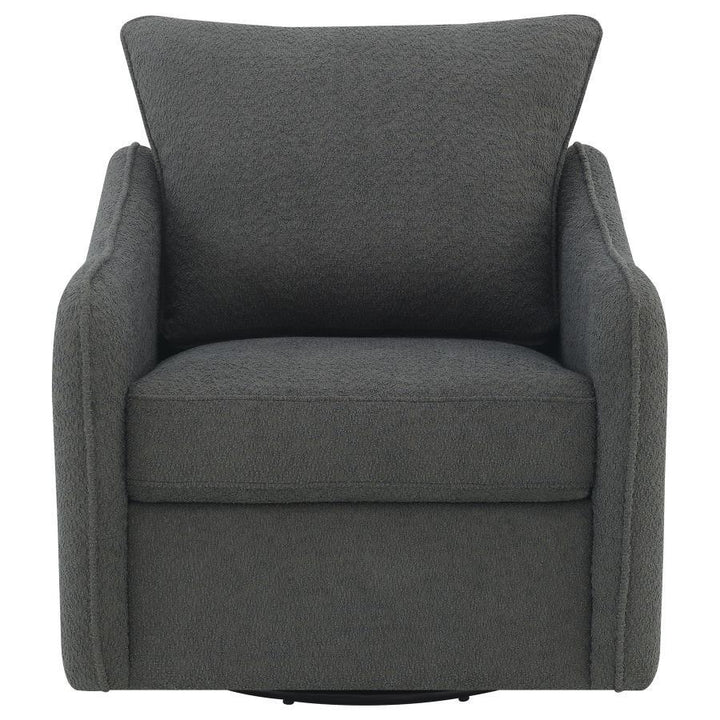 Madia - Upholstered Sloped Arm Swivel Glider Chair - Charcoal Swivel Glider Chair modern furniture Contempo Furniture