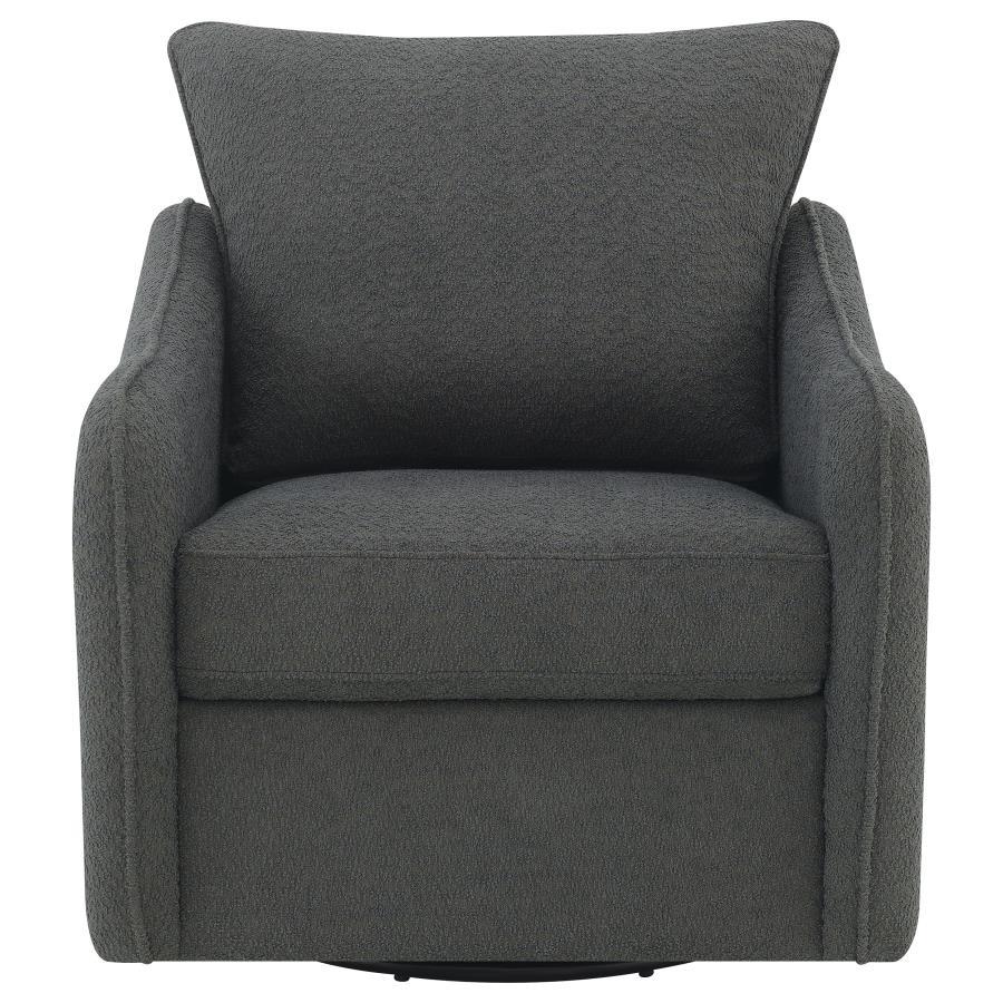 Madia - Upholstered Sloped Arm Swivel Glider Chair - Charcoal Swivel Glider Chair modern furniture Contempo Furniture