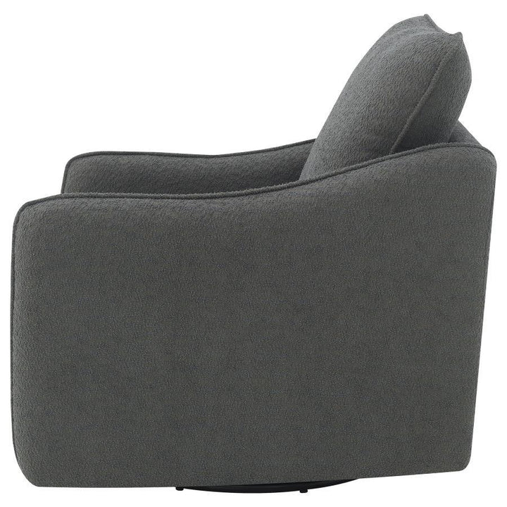 Madia - Upholstered Sloped Arm Swivel Glider Chair - Charcoal Swivel Glider Chair modern furniture Contempo Furniture