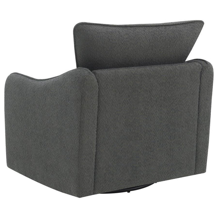 Madia - Upholstered Sloped Arm Swivel Glider Chair - Charcoal Swivel Glider Chair modern furniture Contempo Furniture