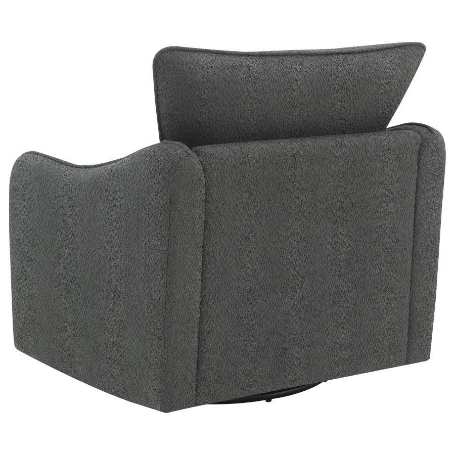 Madia - Upholstered Sloped Arm Swivel Glider Chair - Charcoal Swivel Glider Chair modern furniture Contempo Furniture