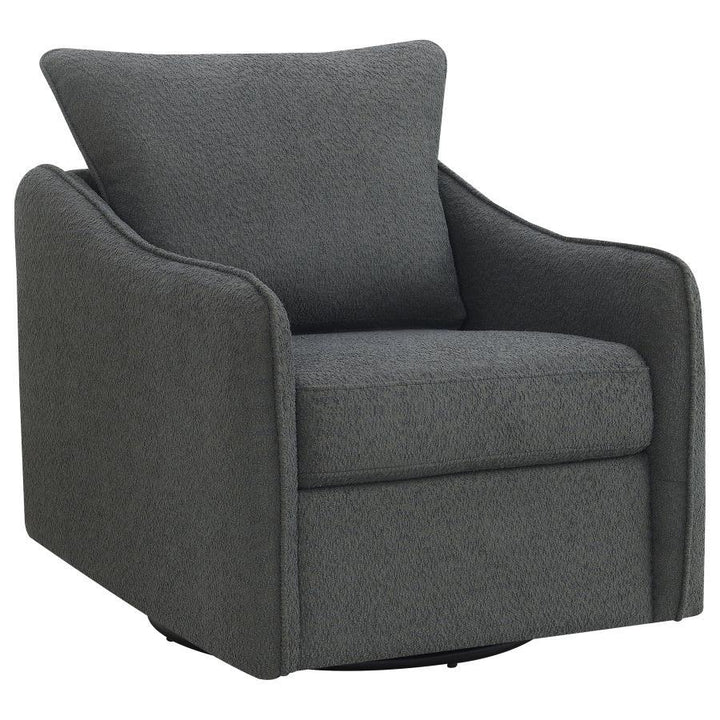 Madia - Upholstered Sloped Arm Swivel Glider Chair - Charcoal Swivel Glider Chair modern furniture Contempo Furniture