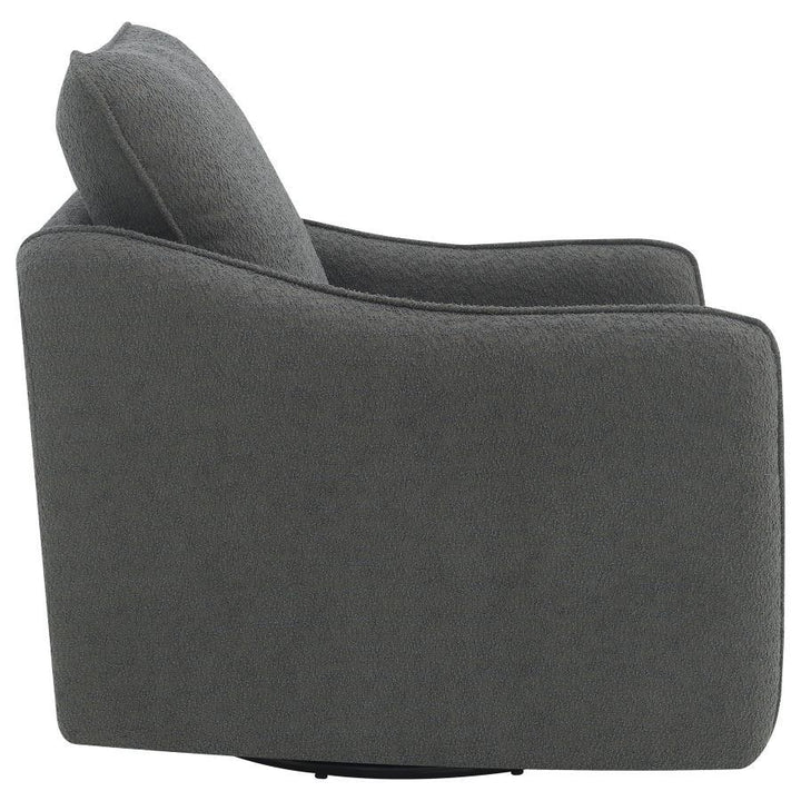 Madia - Upholstered Sloped Arm Swivel Glider Chair - Charcoal Swivel Glider Chair modern furniture Contempo Furniture
