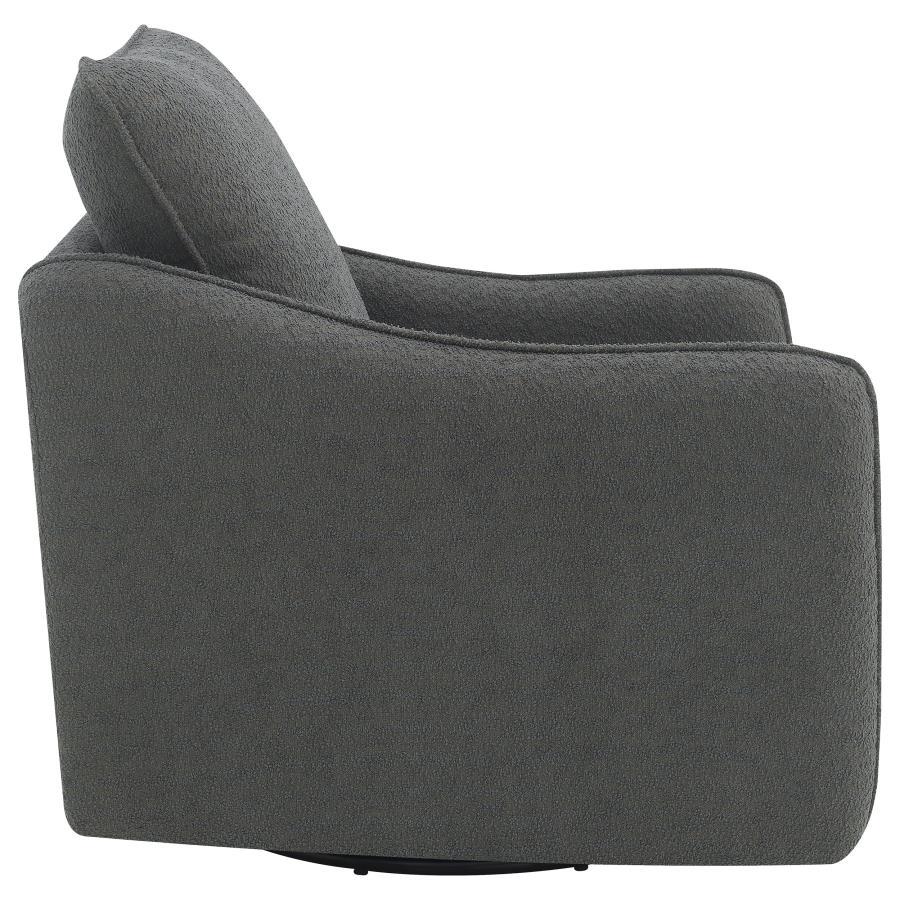 Madia - Upholstered Sloped Arm Swivel Glider Chair - Charcoal Swivel Glider Chair modern furniture Contempo Furniture