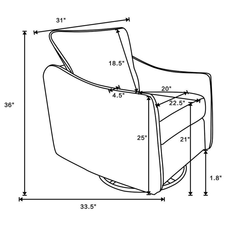 Madia - Upholstered Sloped Arm Swivel Glider Chair - Charcoal Swivel Glider Chair modern furniture Contempo Furniture