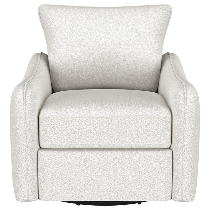Madia - Upholstered Sloped Arm Swivel Glider Chair - Vanilla Swivel Glider Chair modern furniture Contempo Furniture